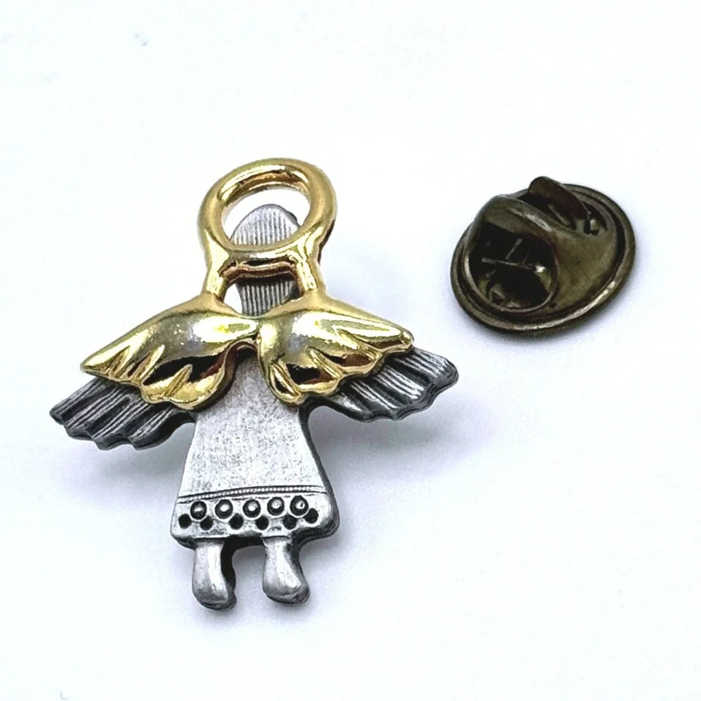 Angel Charm Lapel‎ Pin Silver Gold Tone Guardian Angel Pendant Faith Remembrance